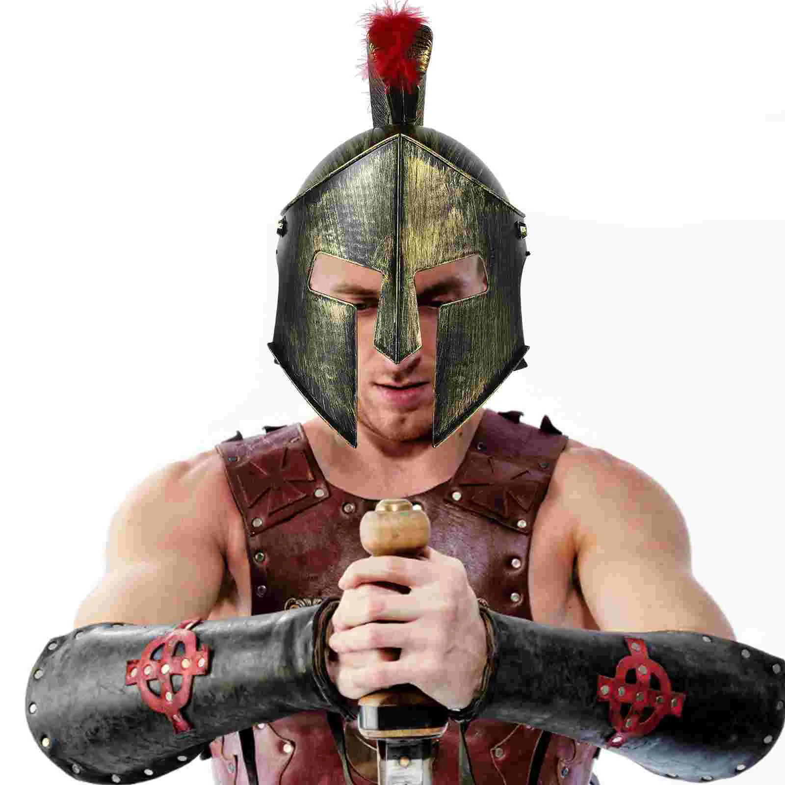 Knight Costume Samurai Hat Men Roman Cosplay Aldult Adults Golden Soldier Gladiator Child