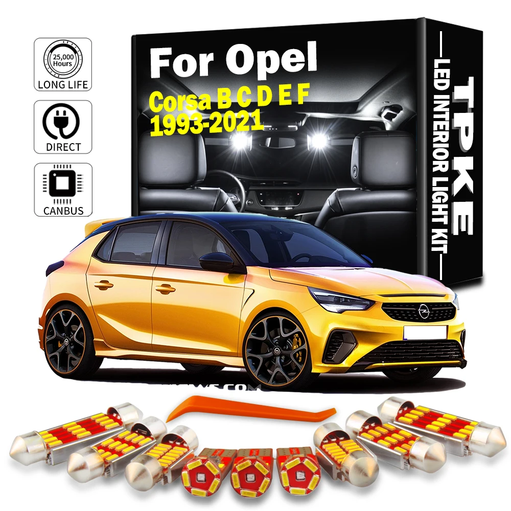 Tpke Canbus Led Interieur Kaart Lichtkoepel Kit Voor Opel Corsa B C D E F 1993-2016 2017 2018 2019 2020 2021 Geen Fout Auto Led Lampen