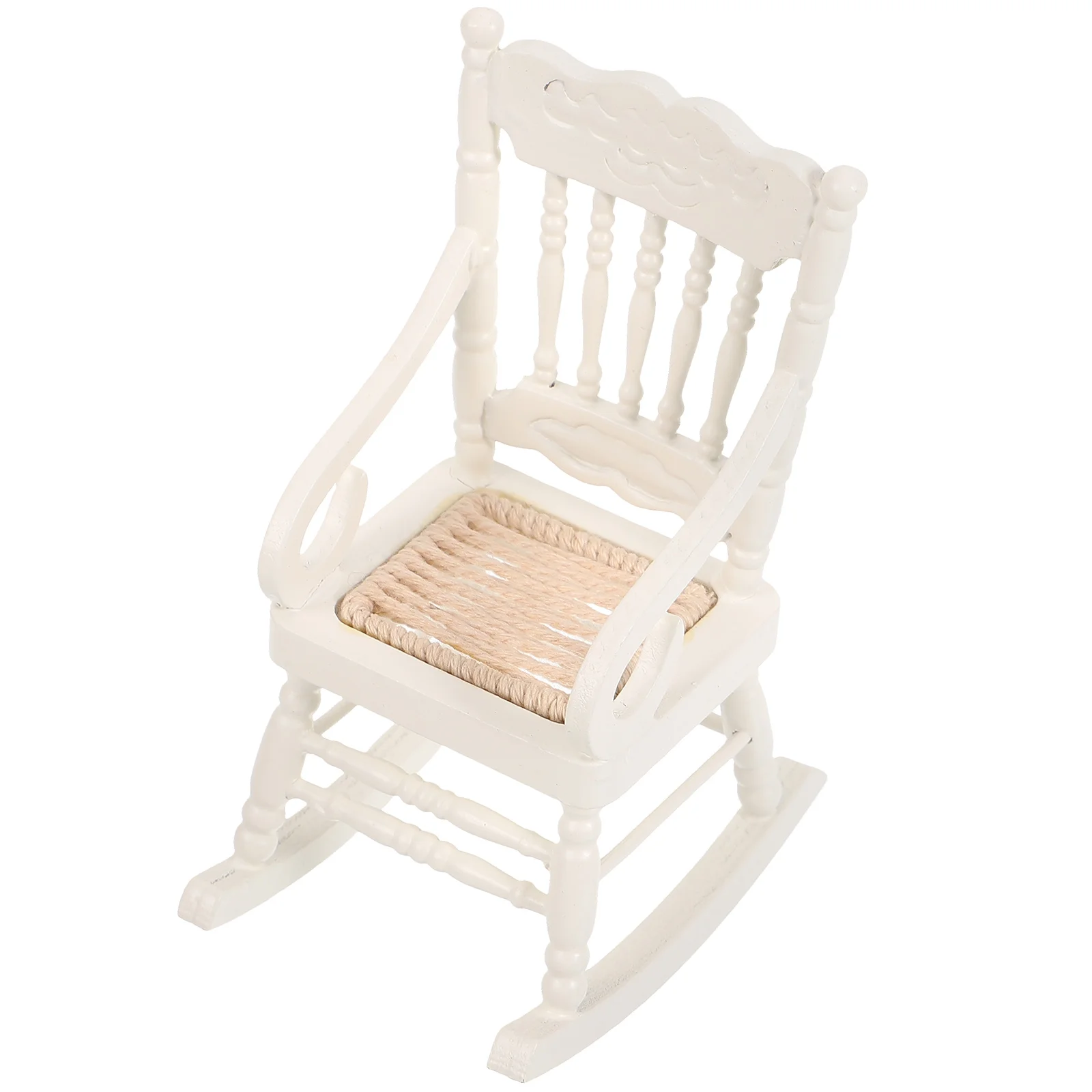 

1/12 Miniature Wooden Rocking Chair Model (White) 1/12 rocking chair wooden chair miniature rocking chair