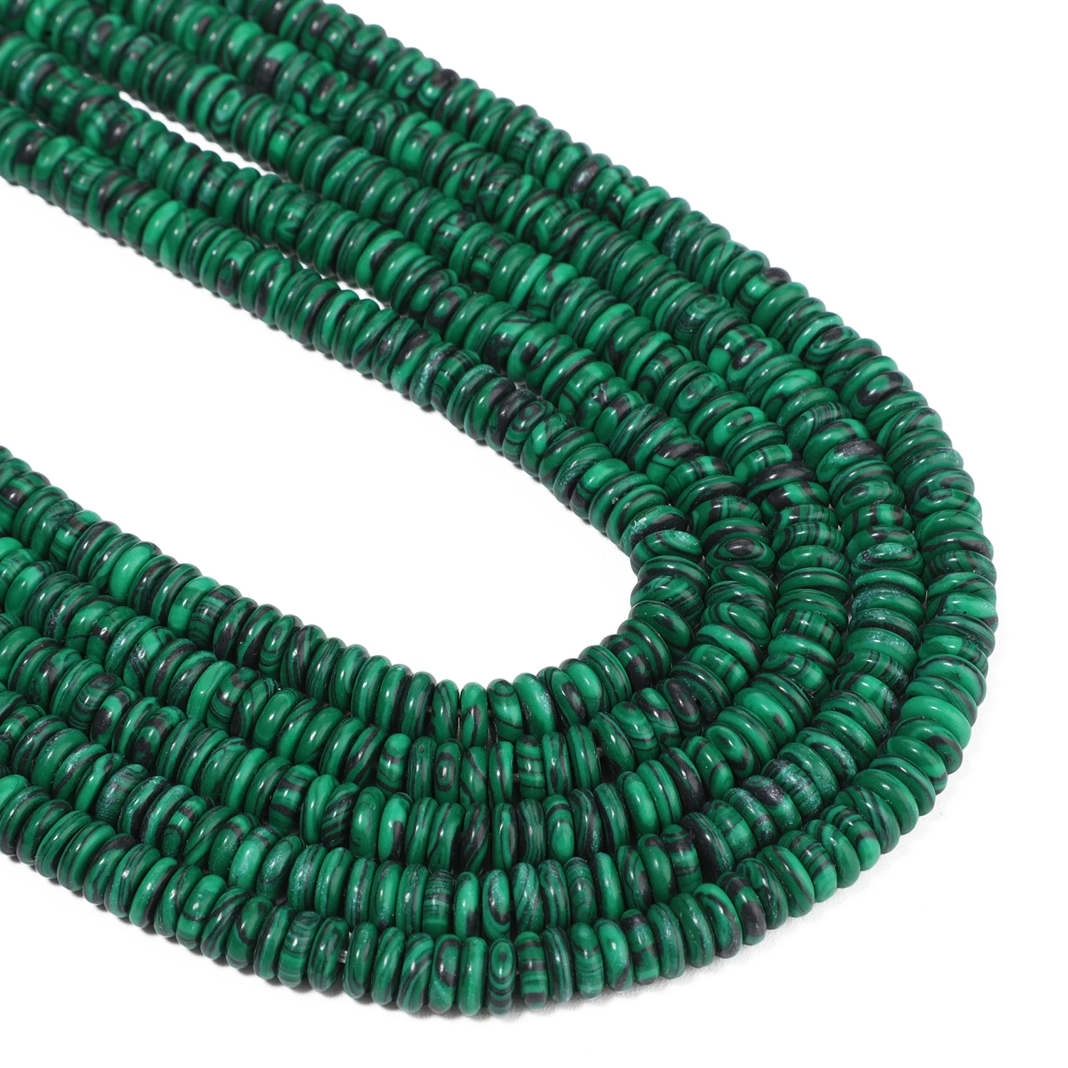 6x2mm Rondelle Natural Stone Green Malachite Beads Round Disc Spacer Beads for Jewelry Making DIY Energy Charms Bracelets