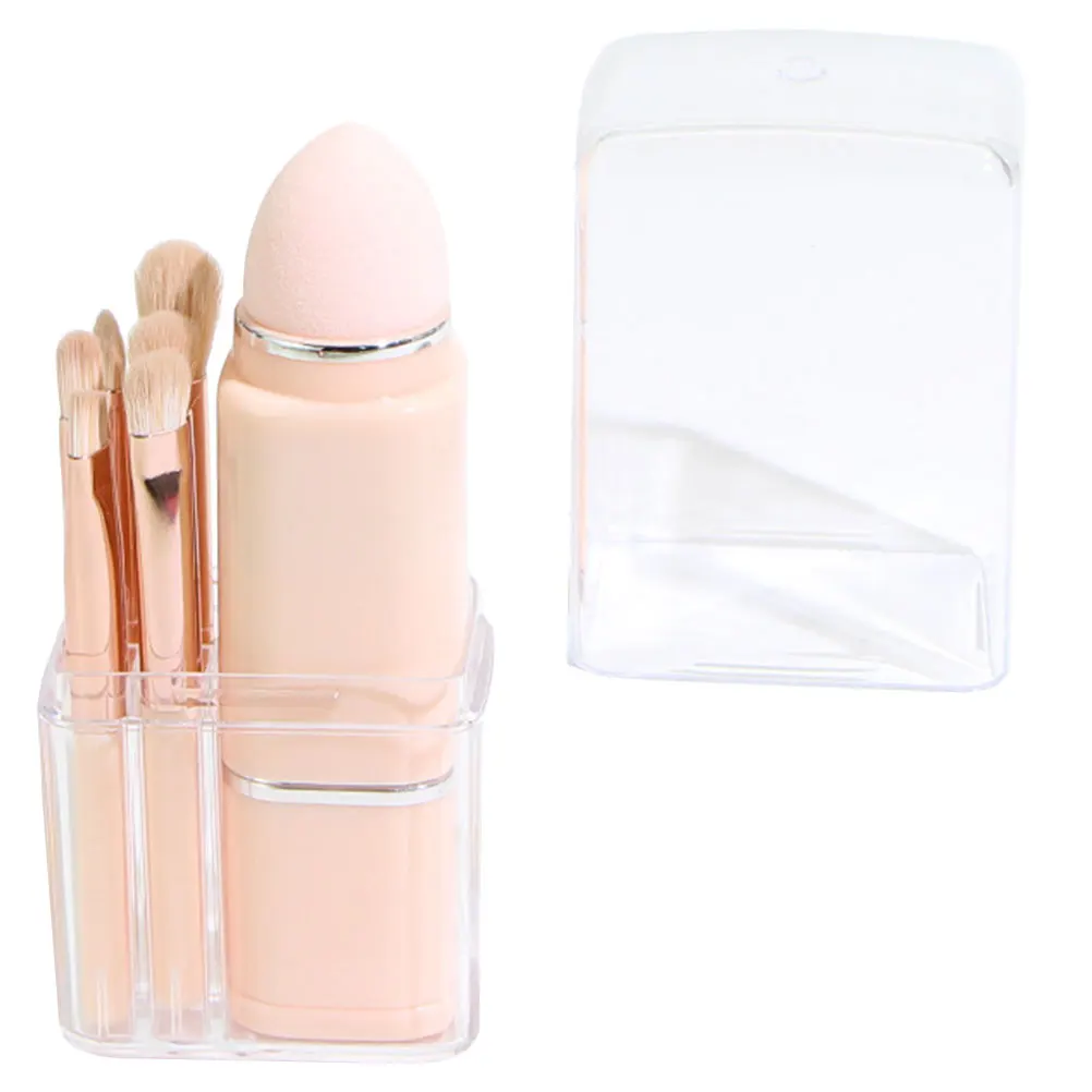 

Makeup Brush Set Portable Dual Headed Tools Eyeshadow Blush Foundation Compact Telescopic Plastic Fiber Safe Durable