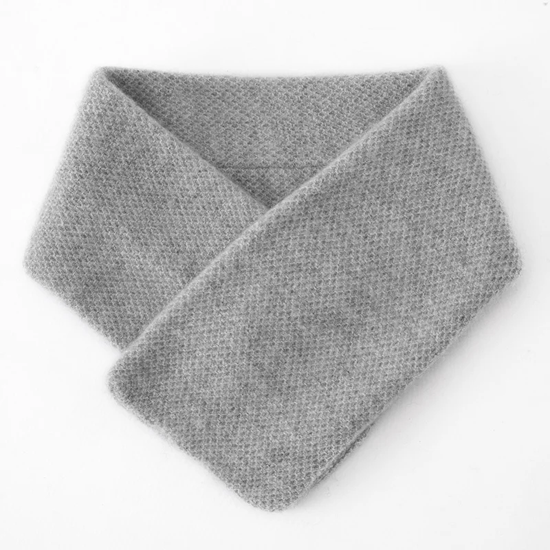 

Autumn and Winter Selection 100% Cashmere Knitted Neck Scarf for Women's Cold Protection, Neck Warmth, White Coat, Small Scarf