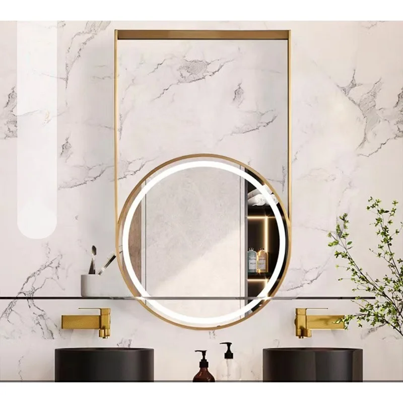 

Hotel room bathroom mirror toilet hoisting smart mirror with lamp vanity