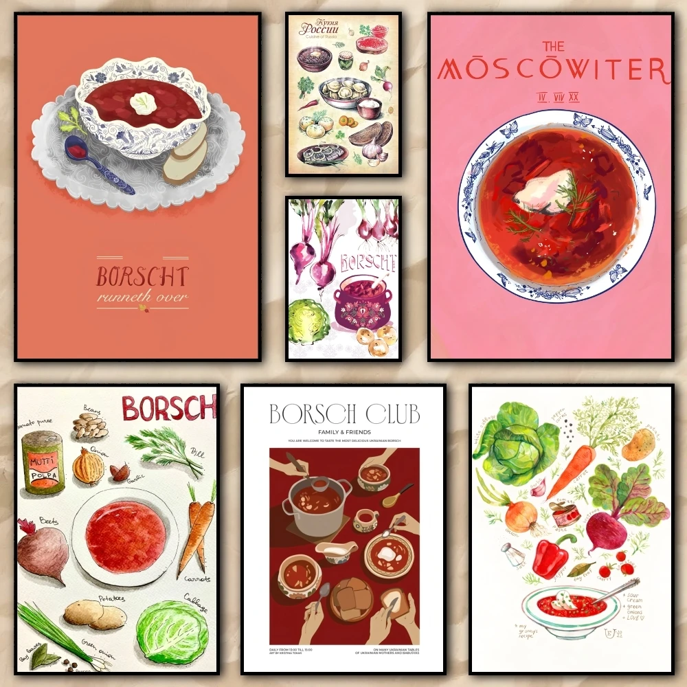1PC--Borscht Interesting design Painting Calligraphy pictures Room Home bedroom interior wall decoration Canvas Poster art mu
