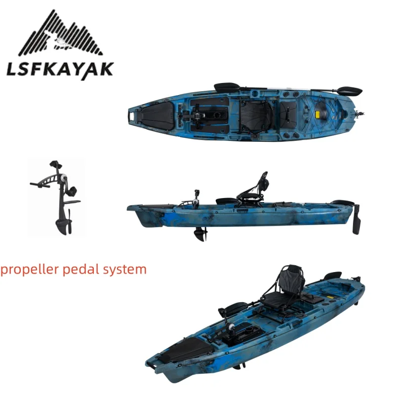 LSF Factory جديد 3.7 متر/12ft البلاستيك الصيد والماء اللعب كاياك الجلوس على نظام دواسة محرك الصيد كاياك لاستخدام شخص واحد