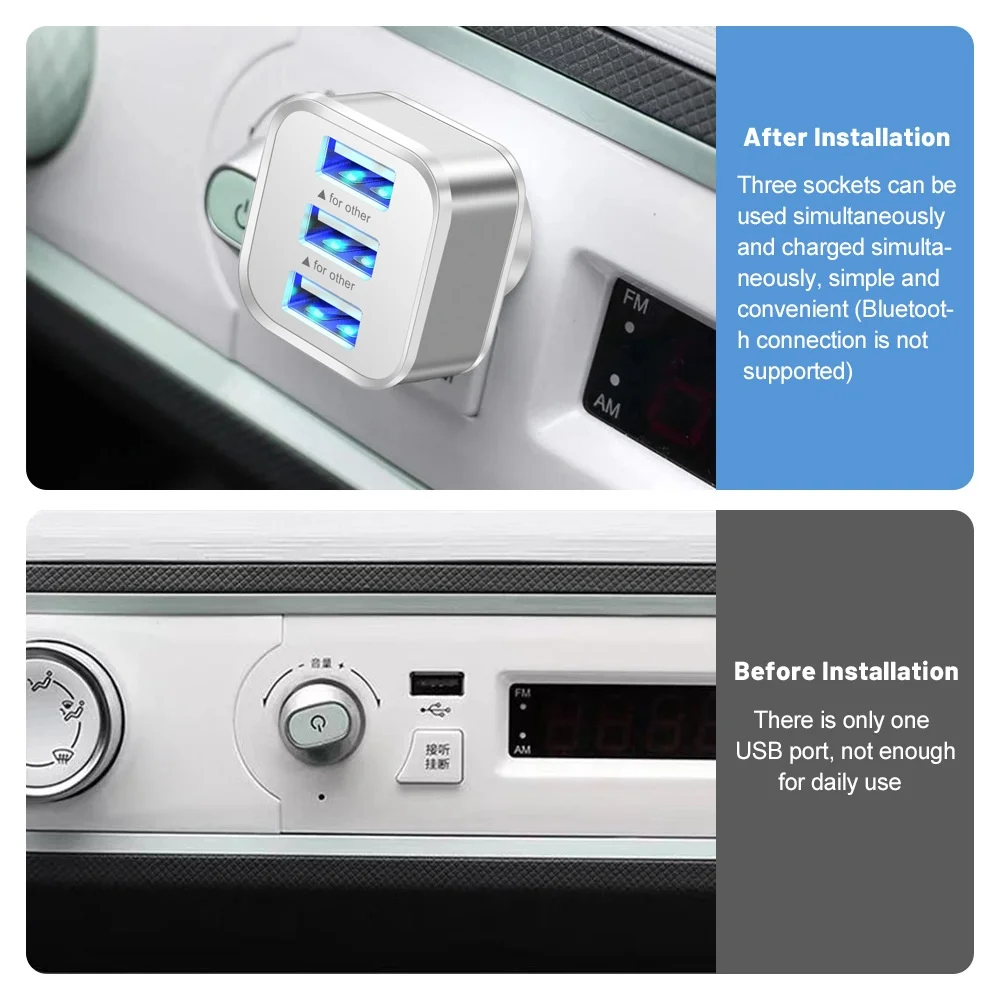 3 Port USB Slots Adaptor USB 3 in 1 Multple USB Interface Extender Auto Electronics Accessories Tablet Laptop Charger Adapter view 5