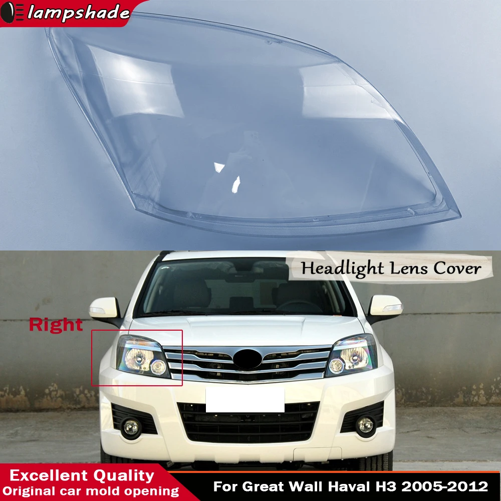 

Front Headlamp Lens Cover Headlight Shell Transparent Shade Plexiglass Lampshade Housing For Great Wall Haval H3 2005 - 2012