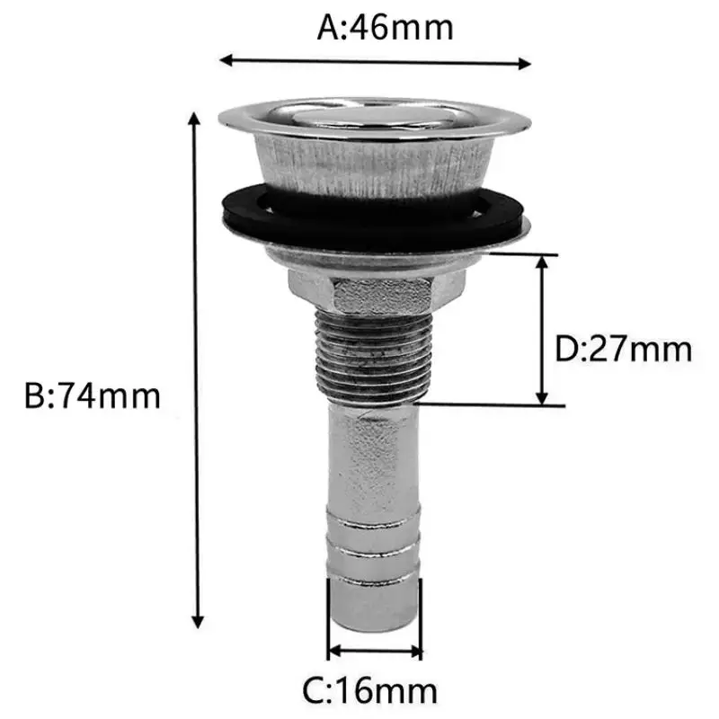 Marine Boat GAS Fuel Tank Air Vent Stainless Steel 316 Flush Mount Thru Hull Tank Vent Mounting Gasket Hardware