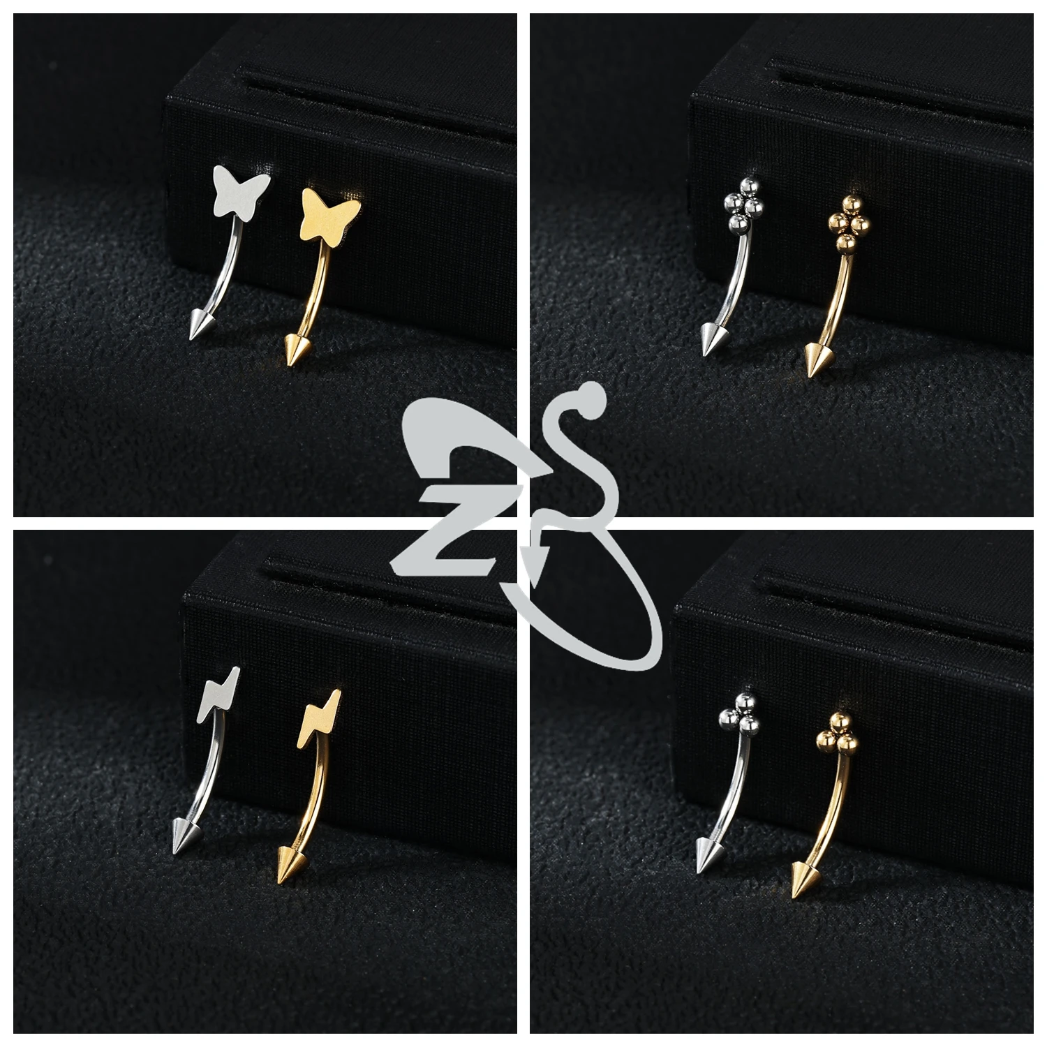 ZS 1PC Innengewinde 14/16/18G Edelstahl Bauchnabelring 6MM-14MM gebogene Nabelringe Helix Knorpelpiercings Schmuck – Detail 7