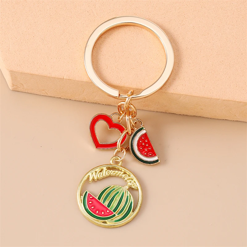 Niedliche Frucht-Schlüsselanhänger: Emaille-Apfel, Erdbeere, Wassermelone, Herz-Anhänger für Frauen und Männer, Auto-Schlüssel, Handtaschen-Schlüsselketten, DIY-Geschenk – Detail 10