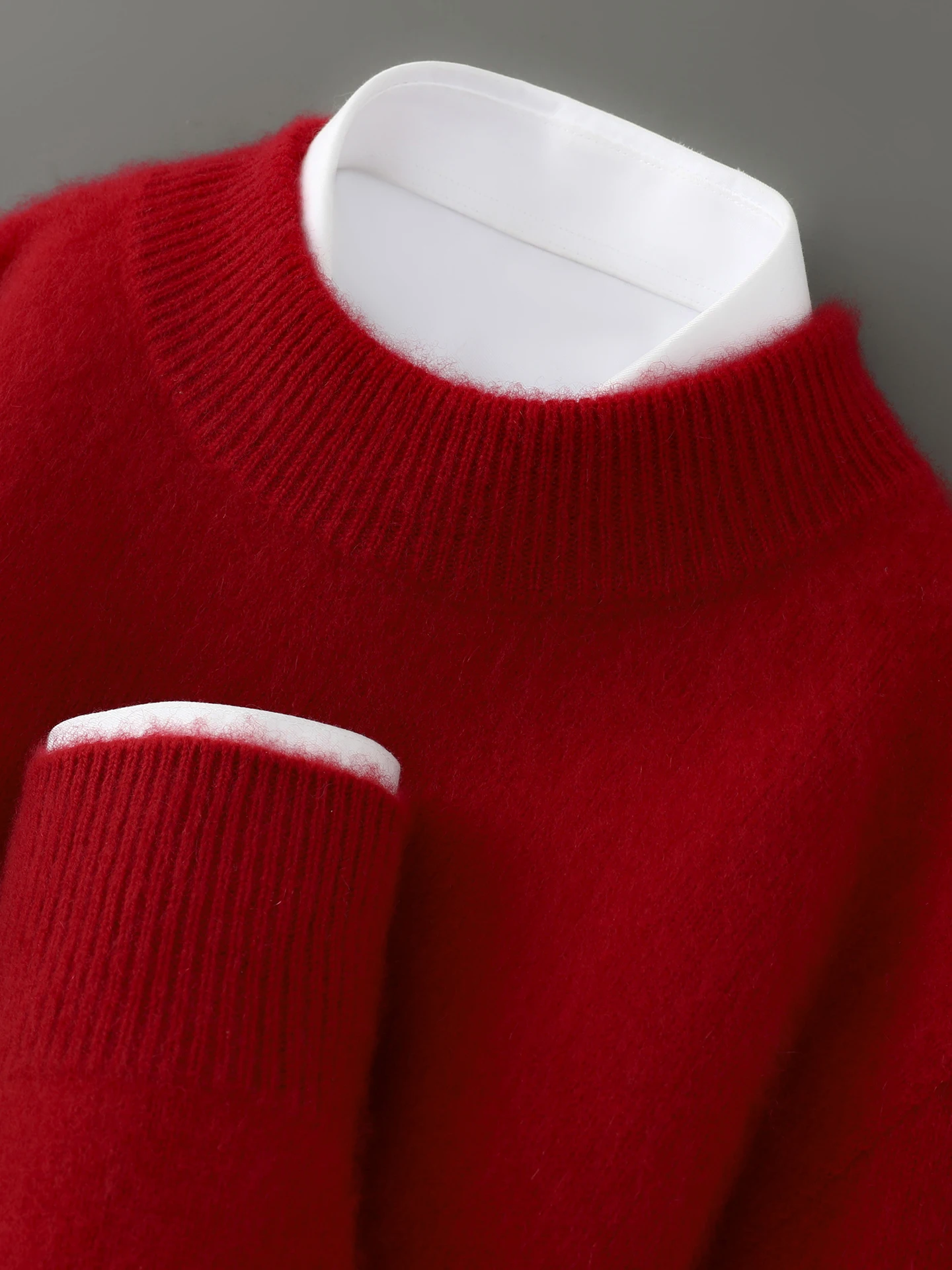 

Утепленный свитер из 100% чистой шерсти, вязаный, с полувысоким воротником, свободный, теплый, базовый слой, мужская модная деловая повседневная одежда