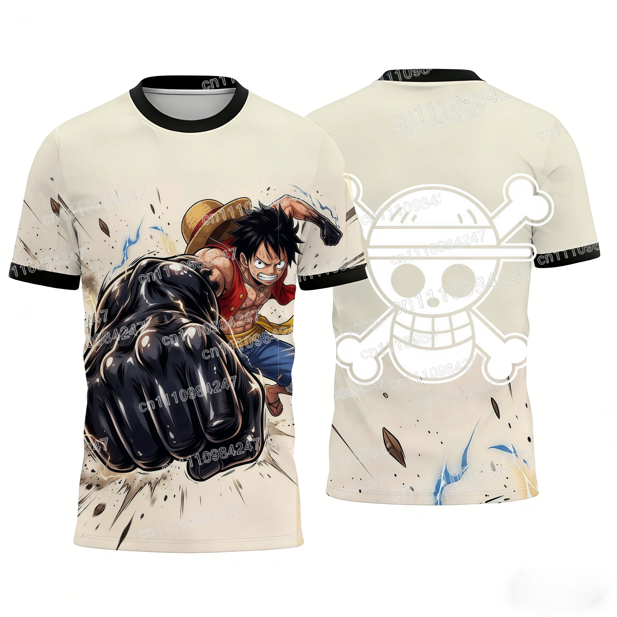 2026 Bestseller One Piece Luffy T-Shirt, Unisex 3D-Druck Kurzarm Familien-Partnerlook Eltern-Kind-Outfit Sommer Modekleidung