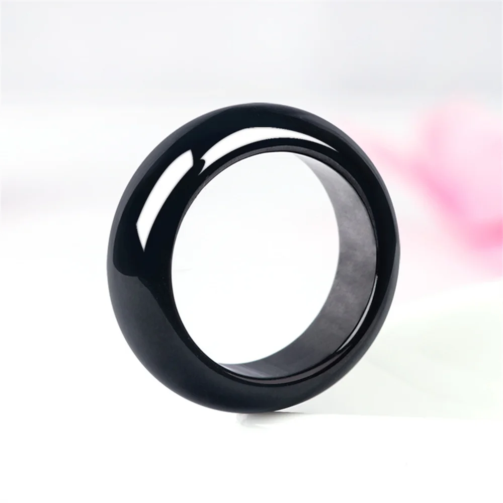 

Trendy Natural Black Jadeite Charm Finger Ring with Certificate Woman Man's Luxury Jade Rings Trendy Vintage Jewelry Gifts