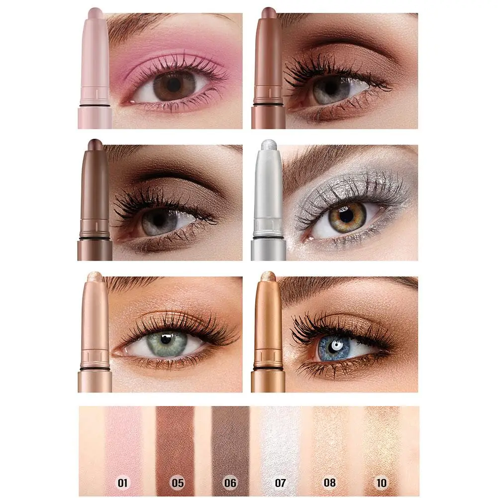 Ombretto in stick perlato impermeabile a 12 colori |   Trucco evidenziatore per occhi e viso ad alto pigmento a lunga durata