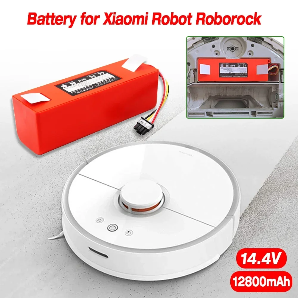 Newest 12800mAh 14.4V li-ion battery for XIAOMI ROBOROCK Vacuum Cleaner S50 S51 T4 T6 mi robot Vacuum Cleaner accessories