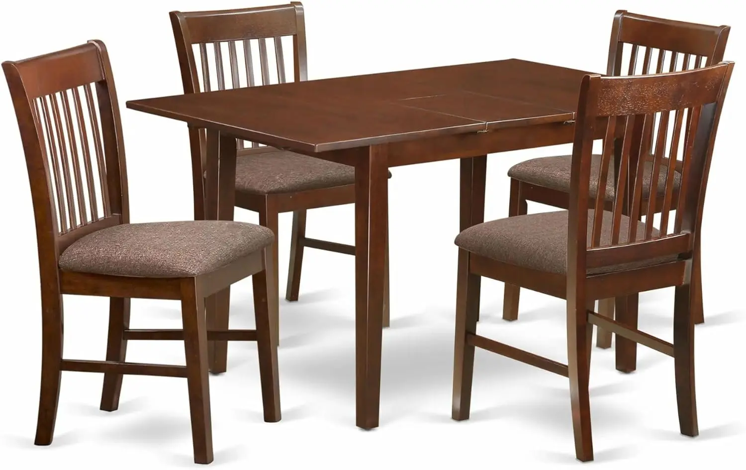 East West Furniture Nofk5-Mah-C 5 Piece Kitchen Set Includes A Rectangle Dining Room Table With Butterfly Leaf And 4 Linen