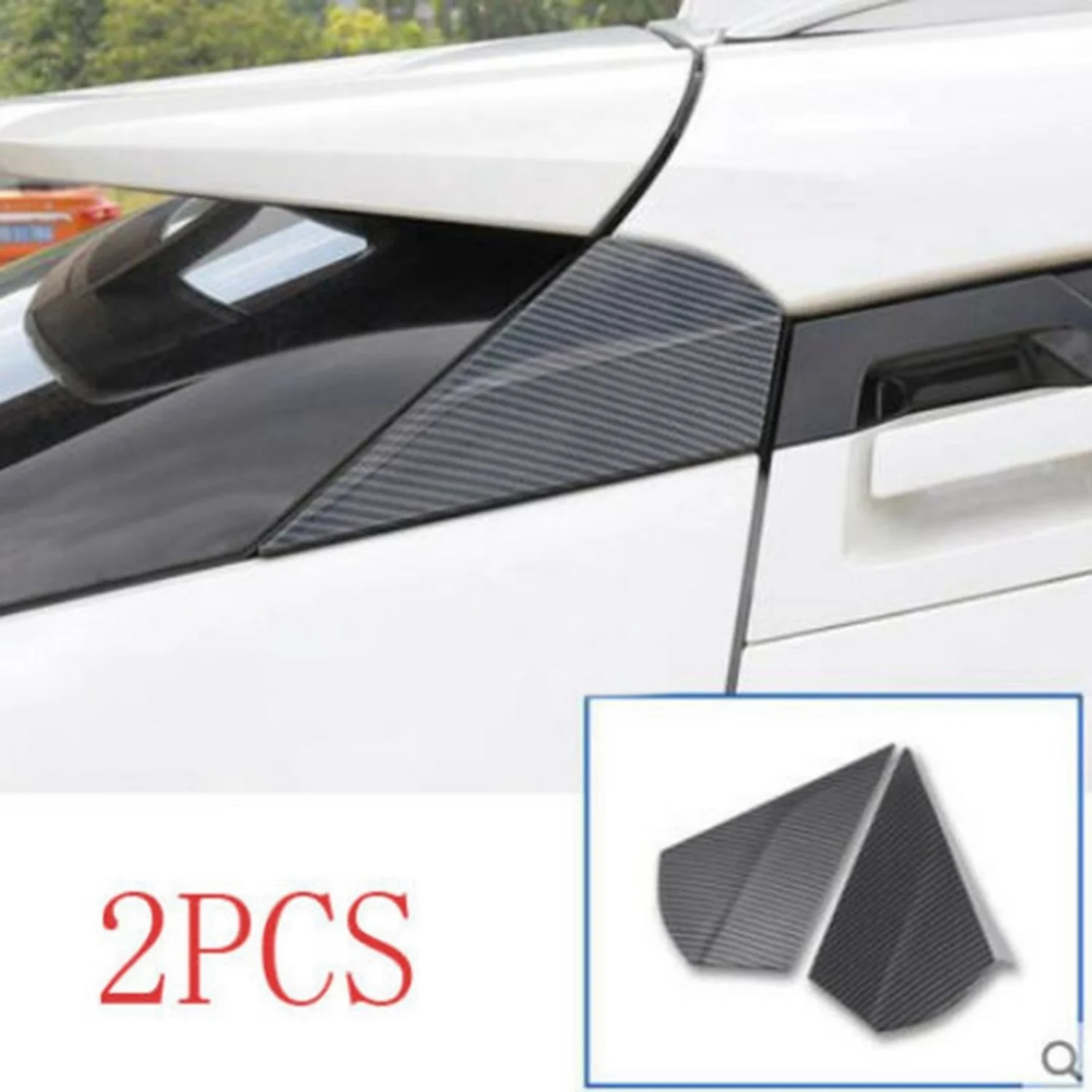 1Pair Carbon Fiber Style Rear Window Side Spoiler Wing Strip Protection Trim for Toyota C-HR CHR 2016-2019