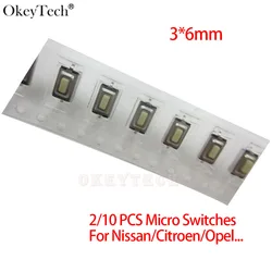 Okeytech 10PCS microinterruttore pulsante in miniatura chiave auto per Citroen/Peugeot per Opel per Ford per pulsante Nissan (dimensioni: 6*3mm) chiave auto