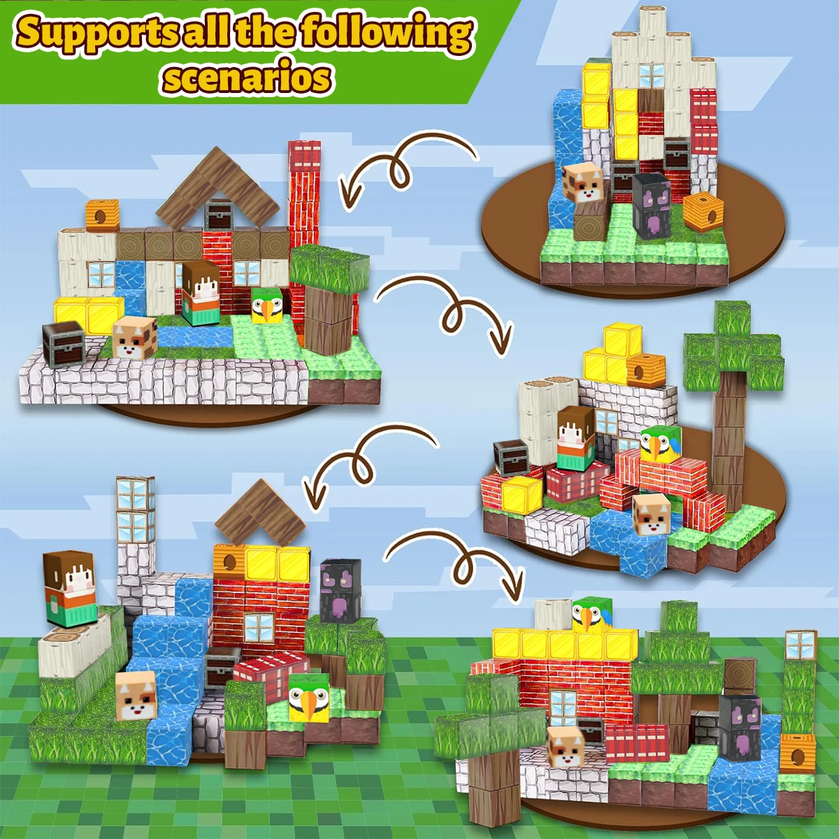 Magnetic Building Blocks-Animal Forest For Kids Boys Girls Ages 3+ Magnet Cube Set STEM Montessori Sensory Toy Birthday Gift