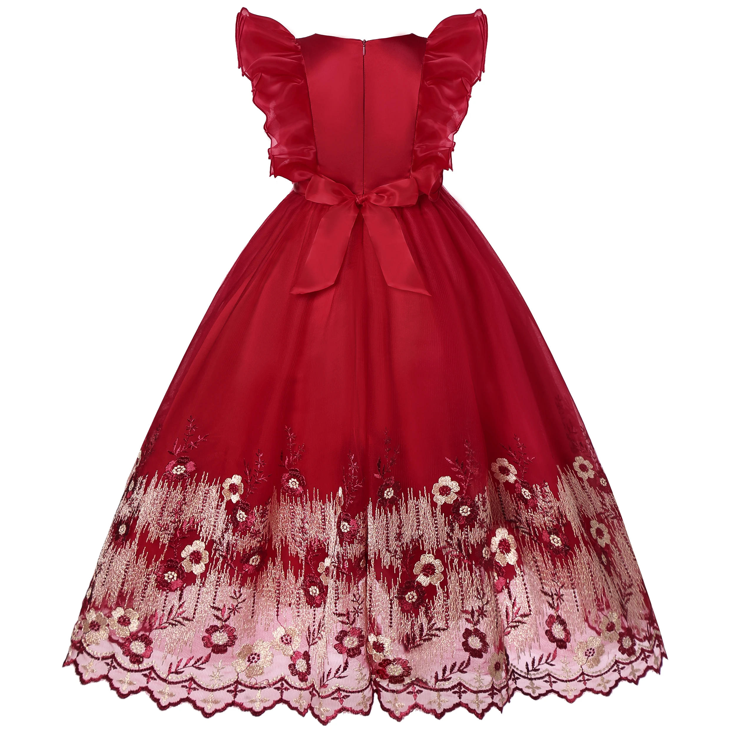 Children's New Large Dress Princess Lace Embroidery Dress Flower Children Peng Skirt