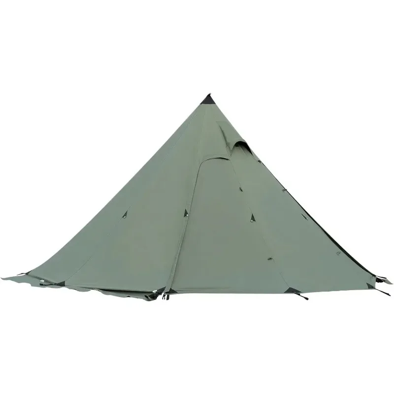 Canvas Hot Tent with Stove Jack, Wind-Proof Fire-Retardant Durable 4 Season Camping Pyramid Teepee Tent for 2~4 Person