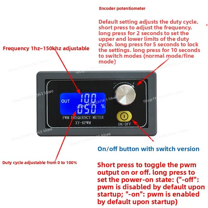 PWM Signal Generator Module Frequency Duty Cycle Adjustable Square Wave Controller 1Hz-150kHz 3.3-30V