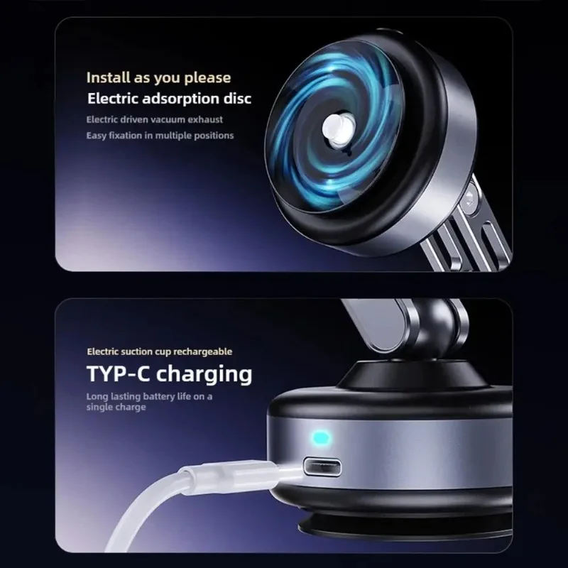 2025 New for Magnetic Phone Holder  Car Suction Cup Bracket Rotating Folding Aluminum Alloy Vacuum Electric Adsorption Bracket