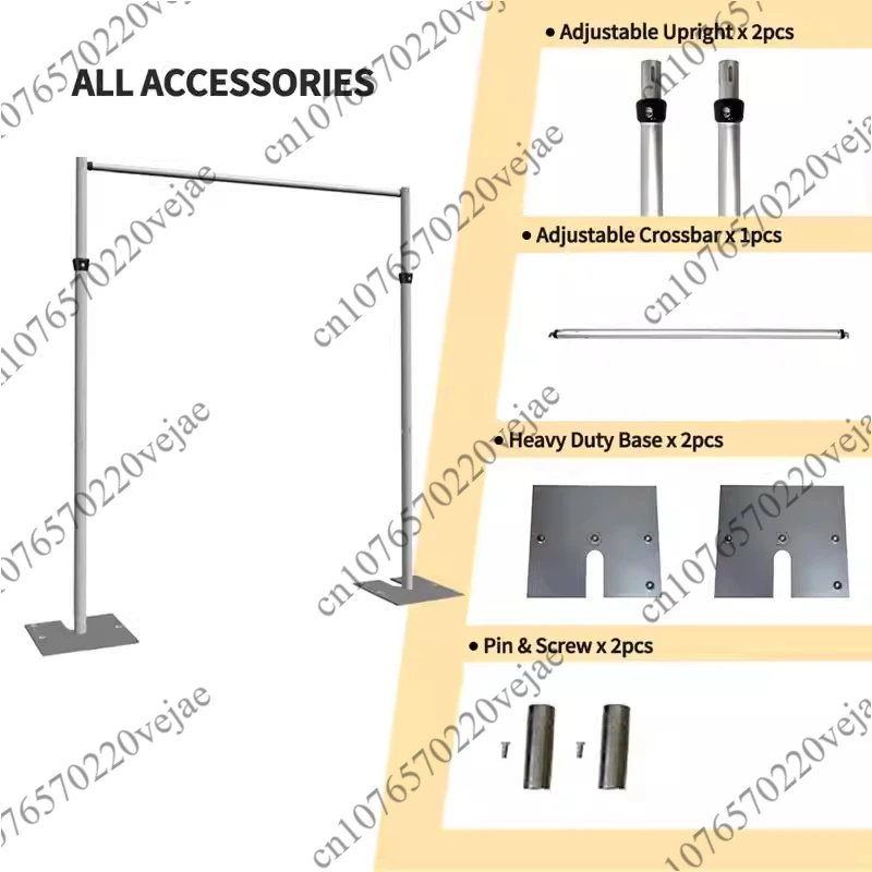 Silver 07 Length 7.2m * Height 3.6m Pipe and Drape Backdrop Stand Kit, Heavy Duty Adjustable Metal Background Support for Events