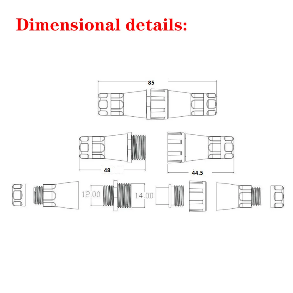

1sets M14 2-8pin Waterproof Connector IP67 Aviation Plug and Socket Male Female Docking Solid Needle Connectors
