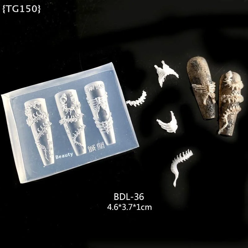 

【F2-TG150】1Pcs 3D Snake Bone Mold Nail Art Decoration Accessories DIY Design Silicone Decorative Nail Art Templates Nails Mold