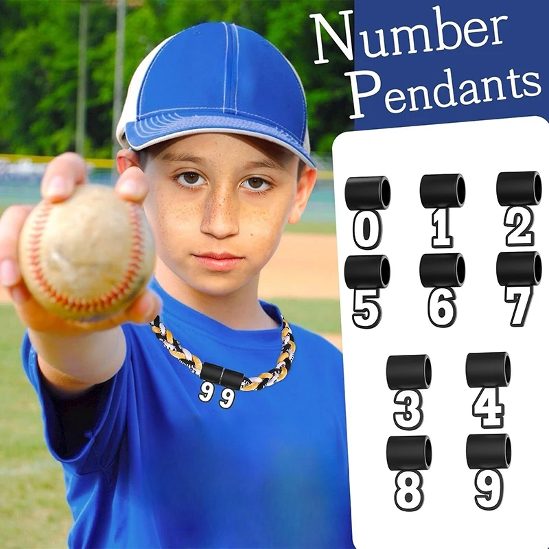 1pc Number 0-9 Pendant For Baseball Necklace Sports For Boys Men Fan Silicone Figures Keychains Bracelets Necklaces Making