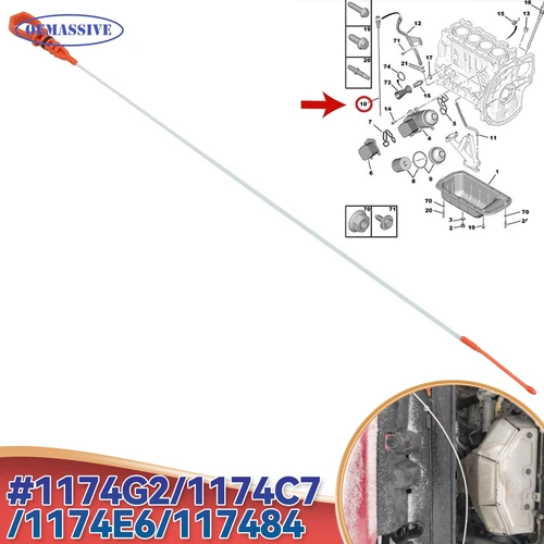 Imagen 1 del producto Varilla de nivel de aceite de motor para Citroen Berlingo C2 C3 C4 C5 Peugeot 206 207 308 1,6 HDI 1174G2 56cm 1174G2 1174.G2 1174E6 117484
