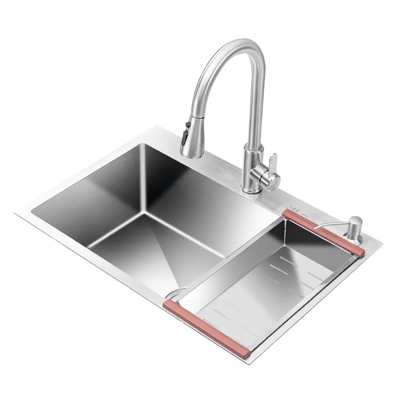 

Simple modern silver welded stainless steel sink handmade kitchen workstation single bowl sink