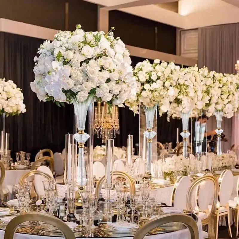 10 PCS Acrylic Vase Wedding Centerpieces Clear Flower Stand Column Geometric Floral Elegant Display Holder For Table Decorations