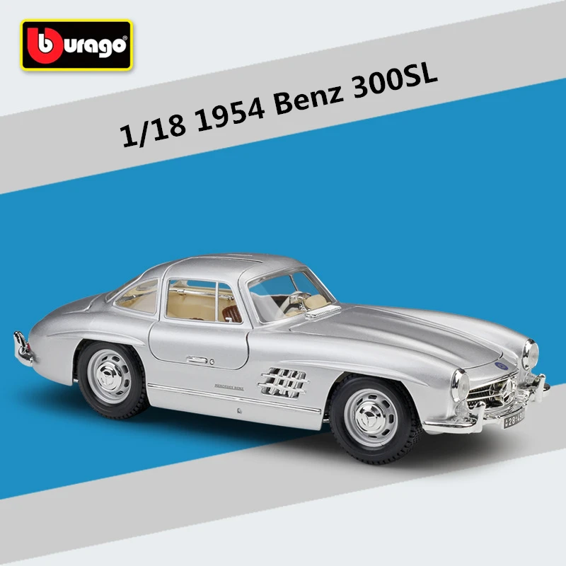 Bburago 1:18 1954 Mercedes-Benz 300SL Alloy Sports Car Model Diecasts Metal Toy Classic Old Car Model Collection Childrens Gifts