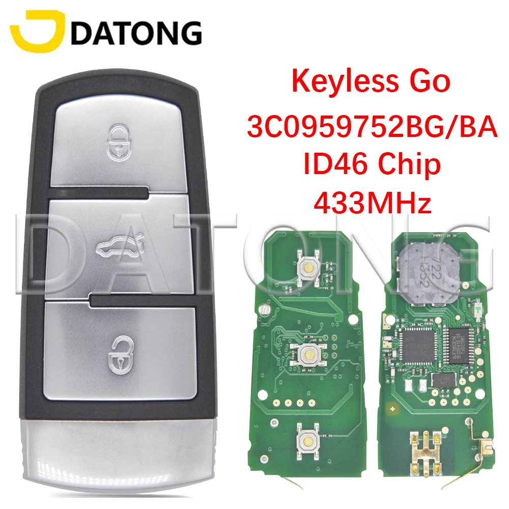 Datong World 3C0959752BG/3C0959752BA ID46 433MHz Keyless Entry Car Remote Key For VW Passat Magotan CC Passat Golf 2010-2016