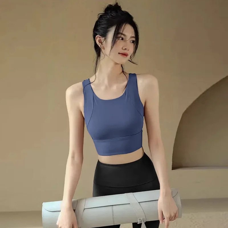 Women All-in-one Fitness Bra, Shockproof Full Cup Sports Vest, Breathable Gym Yoga Running Top, Summer New Workout Clothing
