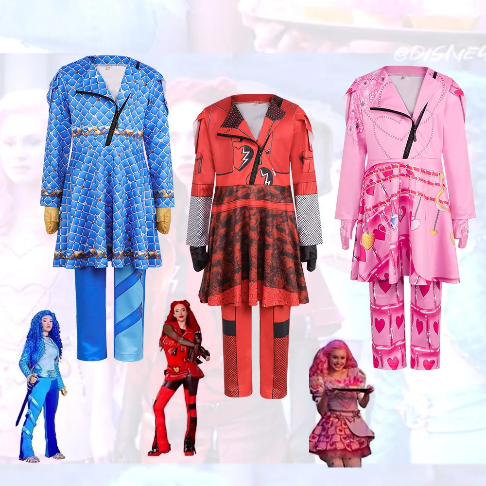 

Новый трансграничный костюм Descendants 3, юбка Dr Princ для косплея, костюм на Хэллоуин, женский этнический сценический костюм, лето 2024