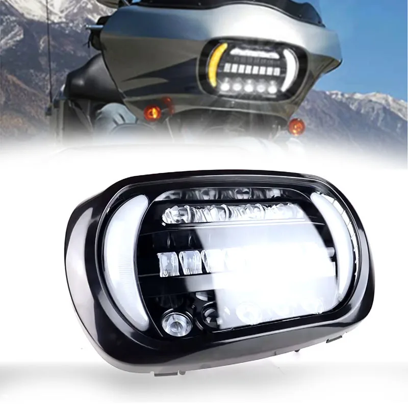 New LED Projection Headlight Hi/low Beam with DRL Lamp Turn Signal Lights for Road Glide 2004-2013 With Accessories