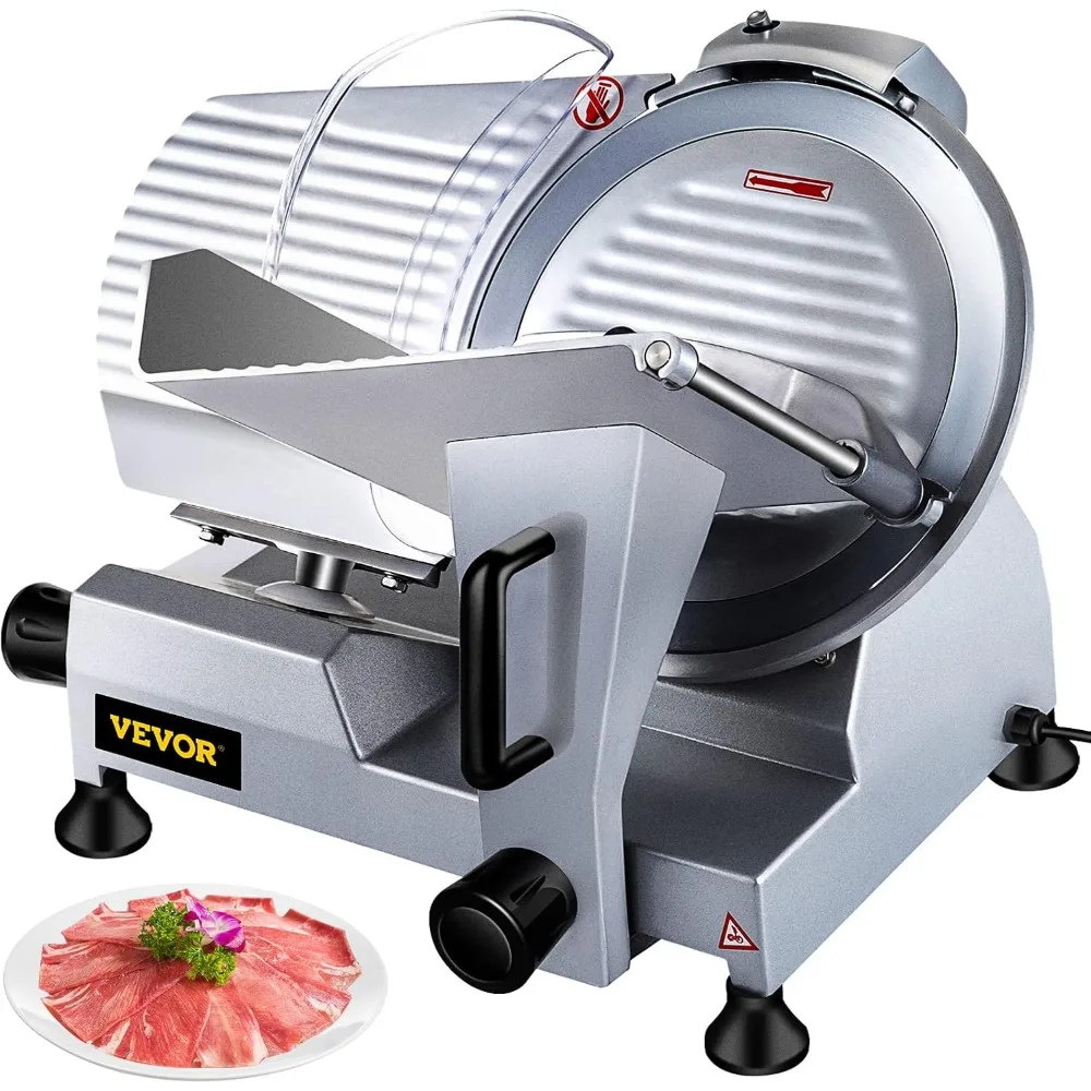 

12 inch Electric Meat Slicer Semi-Auto 420W Premium Carbon Steel Blade Adjustable Thickness for Home,Sliver