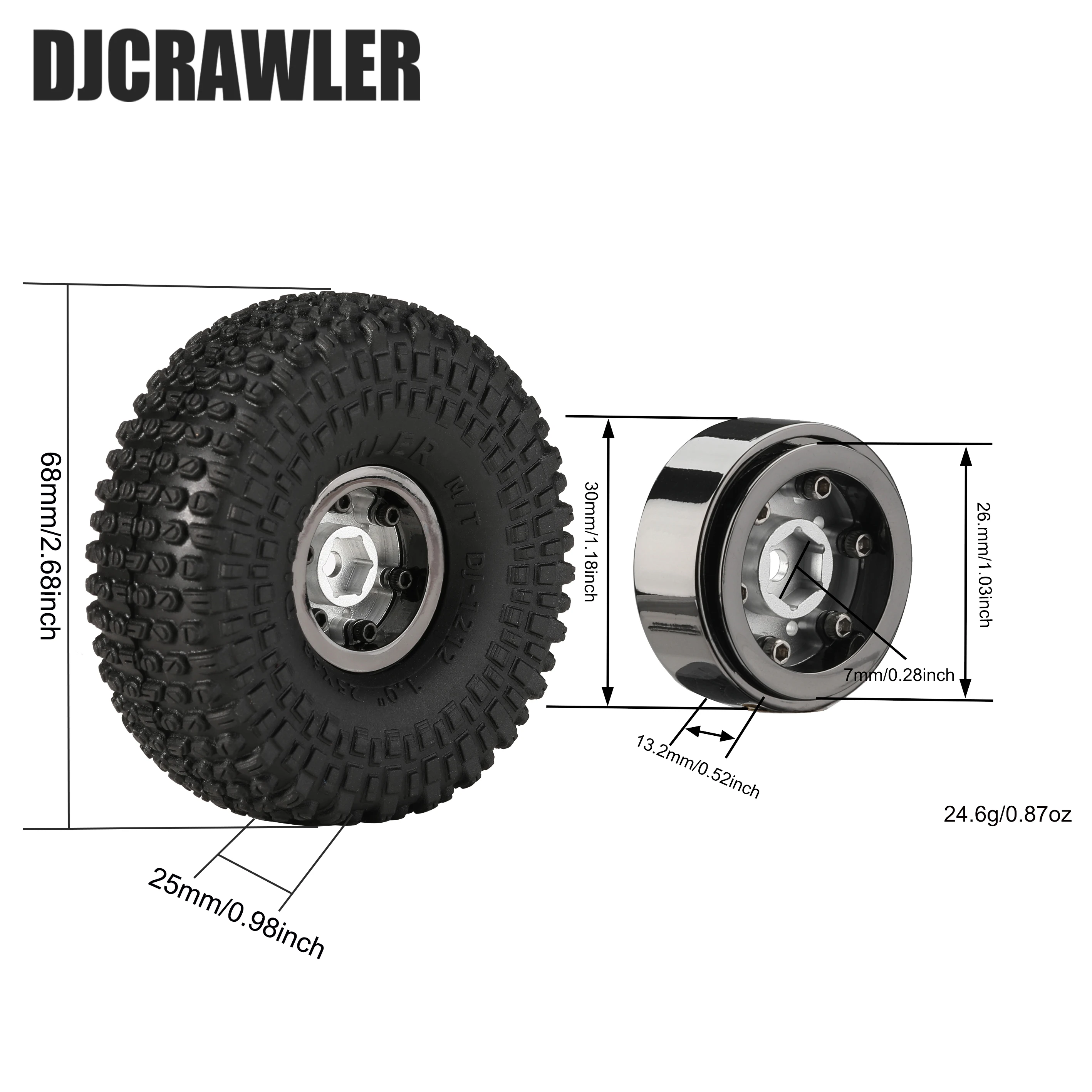 DJC 1.0 Beadlock koło miękkie lepkie opony zestaw klasyczne Retro TRX4M 1/18 1/24 gąsienica RC osiowe SCX24 FCX24 RC ulepszenie samochodu