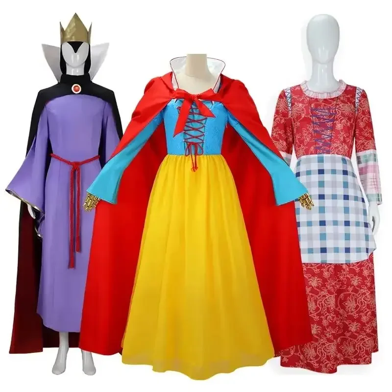 

Snow White Evil Queen Cosplay Costume Set with Crown for Women Halloween Carnival Character Dress-Up Outfit