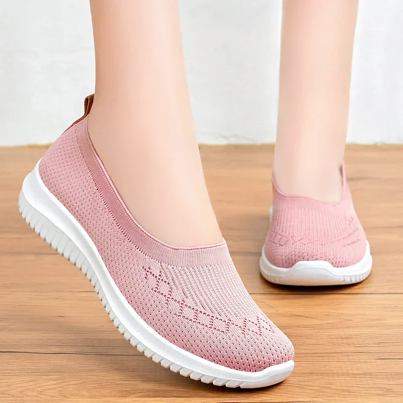 New Women\'s Shoes Soft Sole Cloth Shoes Large Women\'s Shoes Casual Mesh Shoes Sports Casual Women\'s Vulcanized Shoes Low Heels