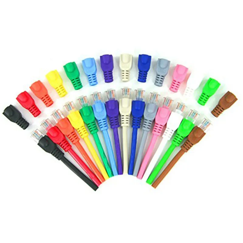 Hot Sell 100 Pcs Mixed Color CAT5E CAT6 RJ45 Ethernet Network Cable Strain Relief Boots Cable Connector Plug Cover