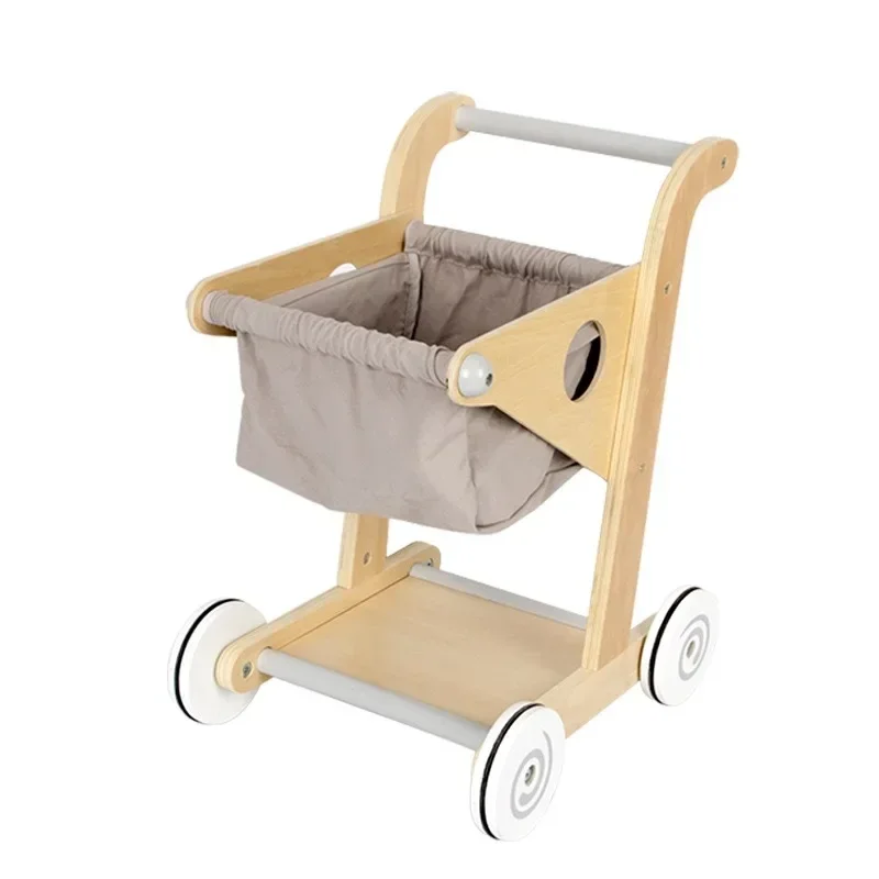 

Korean ins cute kids wooden shopping cart toys boys girls simulation supermarket cart passing family gifts