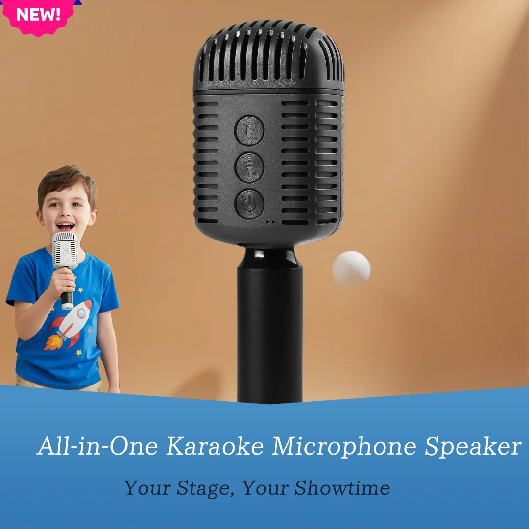 Kids Handheld Karaoke Microphone Speaker Wireless Bluetooth Portable KTV HIFI Sound TWS 4 Voice Changer for Phone PC  Party Toy