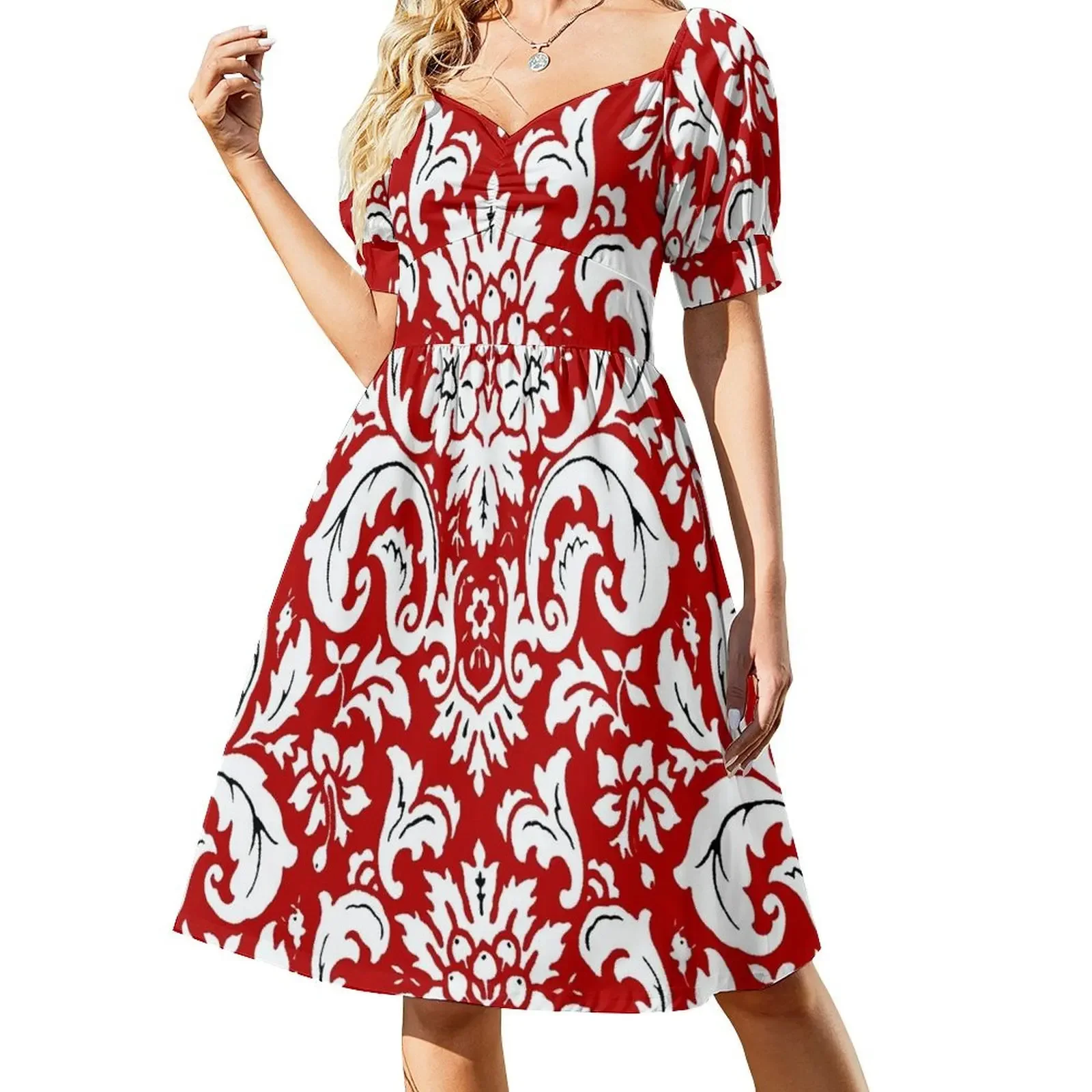 

Red and White Paisley Vintage Pattern Sleeveless Dress luxury evening dresses for women 2025 women's evening dresses Dress