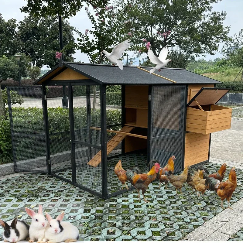 Wooden Animal House Super Large Pet Cages Outdoor Chicken Hutch Rabbit Bunny Breeding Indoor Chicken Coop with Running Cage