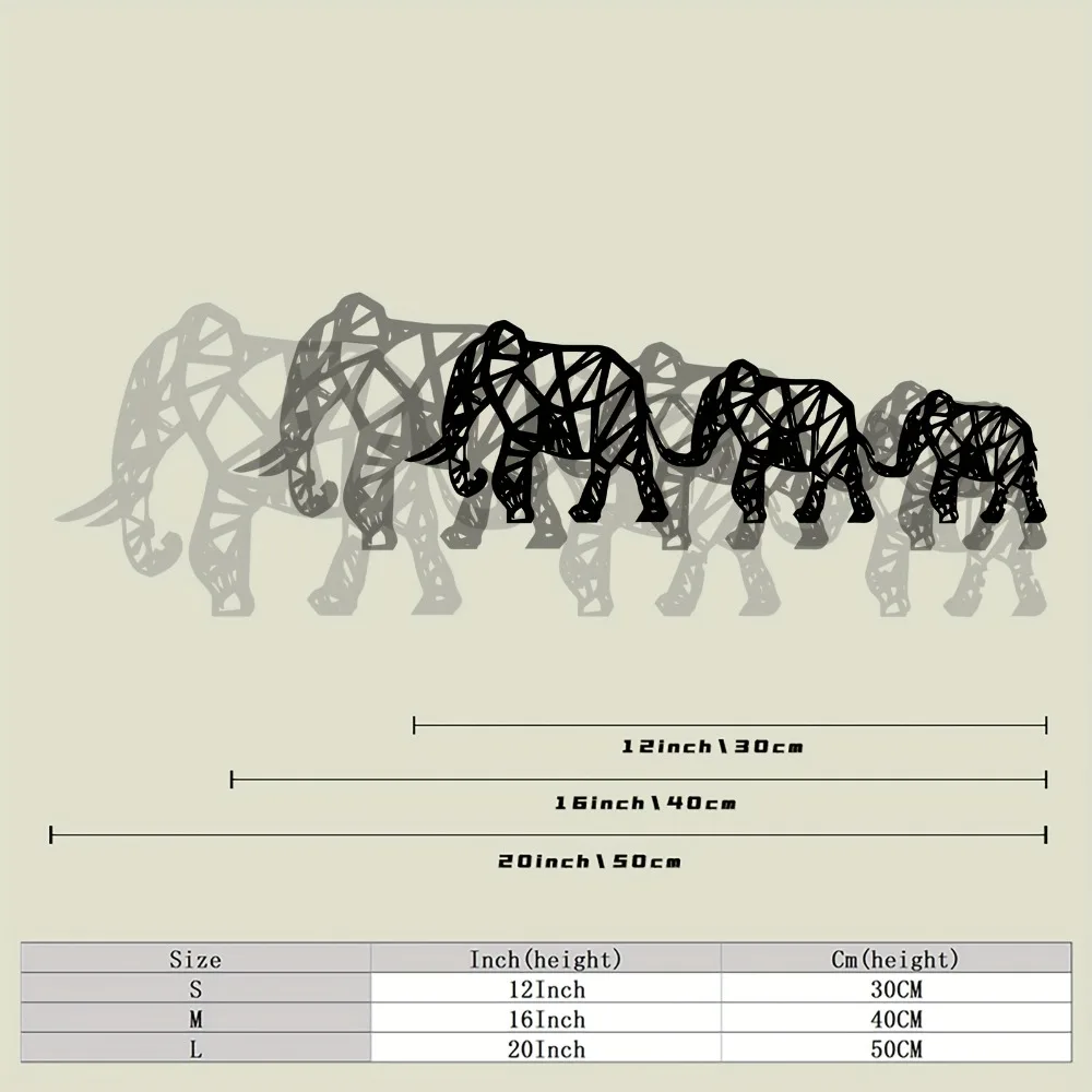CIFBUY Metal Wall Art Elephant Family Decor Hanging Iron Sculpture for Living Room Indoor Outdoor Home Decoration