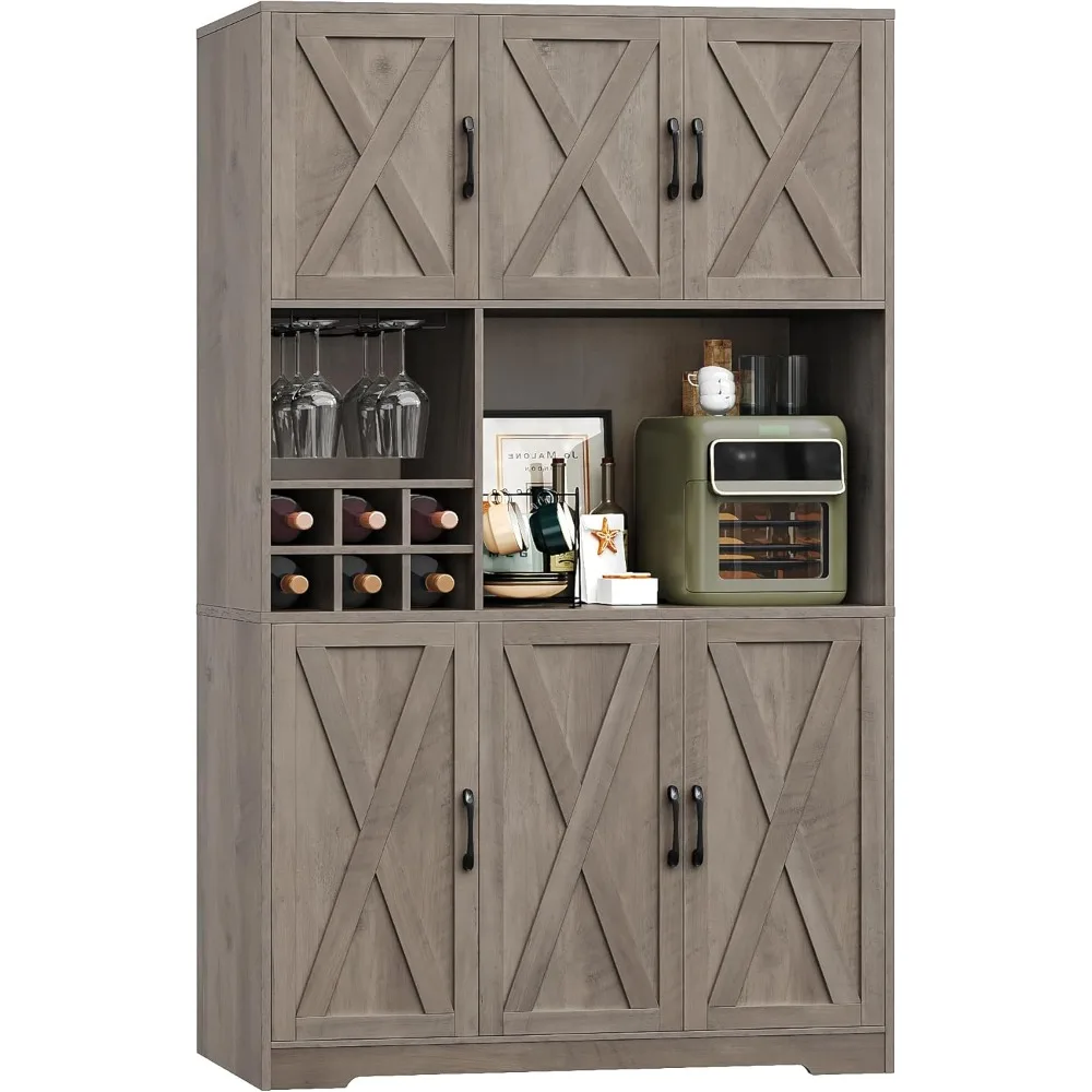 

Kitchen Pantry Storage Cabinet, 71" Tall Food Pantry Cabinet with Microwave Stand, Farmhouse Kitchen Hutch, Coffee Bar Hutch wi